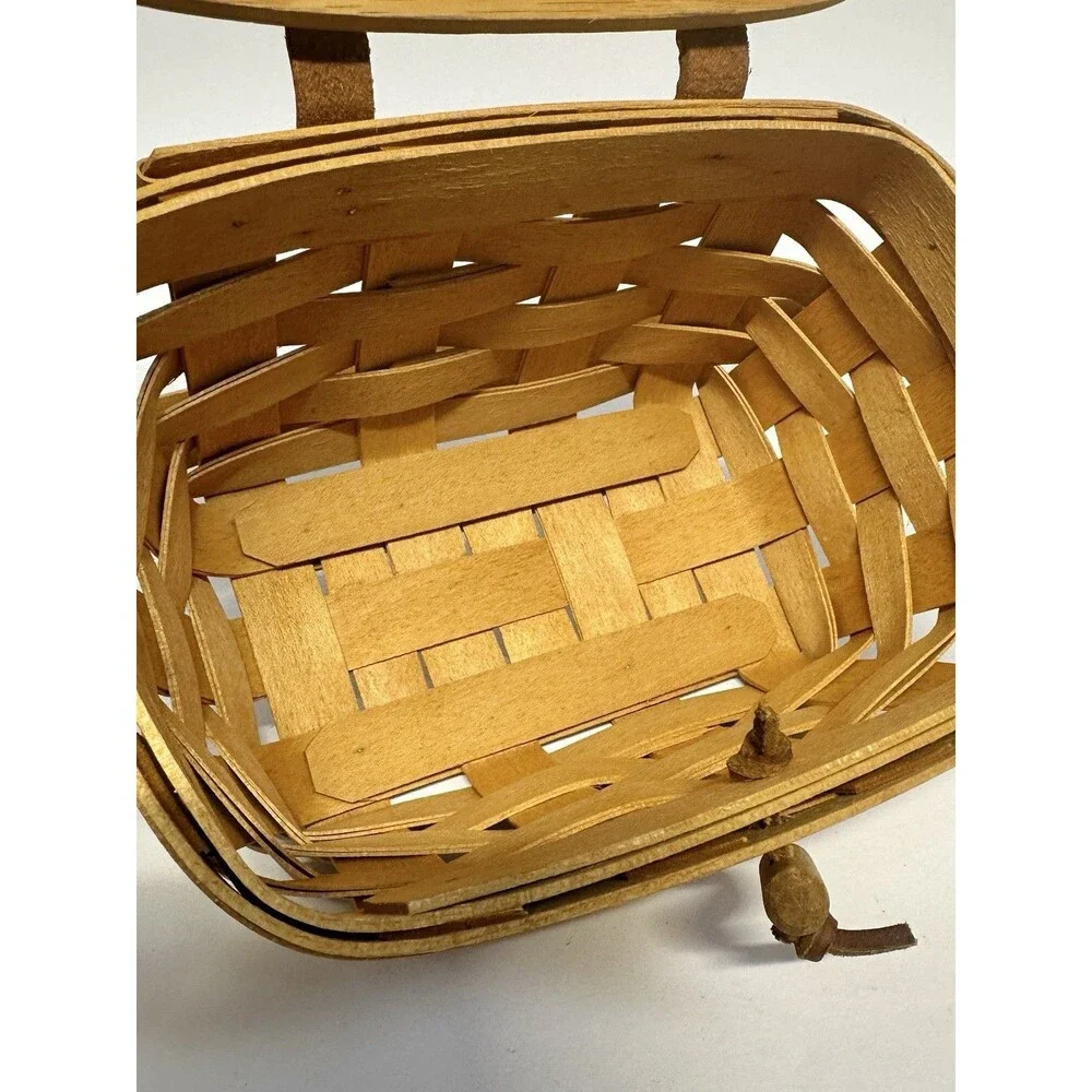 Longaberger Y2K Small Purse Basket Mini Picnic Basket Boho Style Kiddie Signed